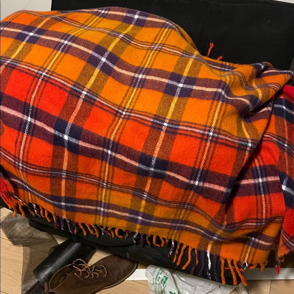 Faribo Plaid Red and Orange Scarf - Picture 4 of 6